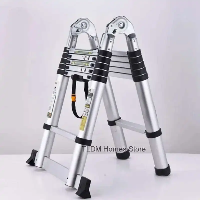 

Aluminum Telescopic Ladder Foldable Non-slip Herringbone Stairs Industrial Household Folding Alloy Ladder Max Load 150kg F
