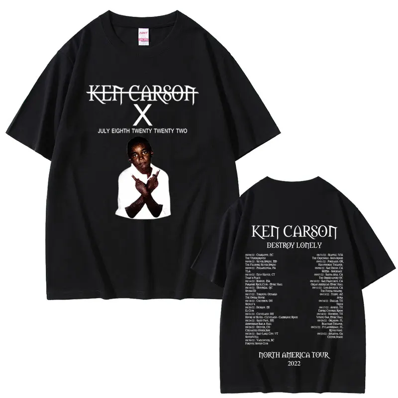 Rapper Ken Carson X July Eighth Twenty Twenty Two Print T-shirt Male Fashion Casual Tshirt Men Women Hip Hop Oversized T Shirts