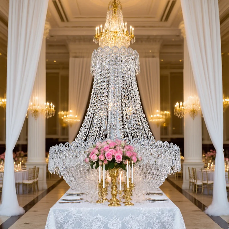 European-style crystal bead curtain lamp villa stage decoration ceiling decoration lamp welcome iron chandeliers European-style