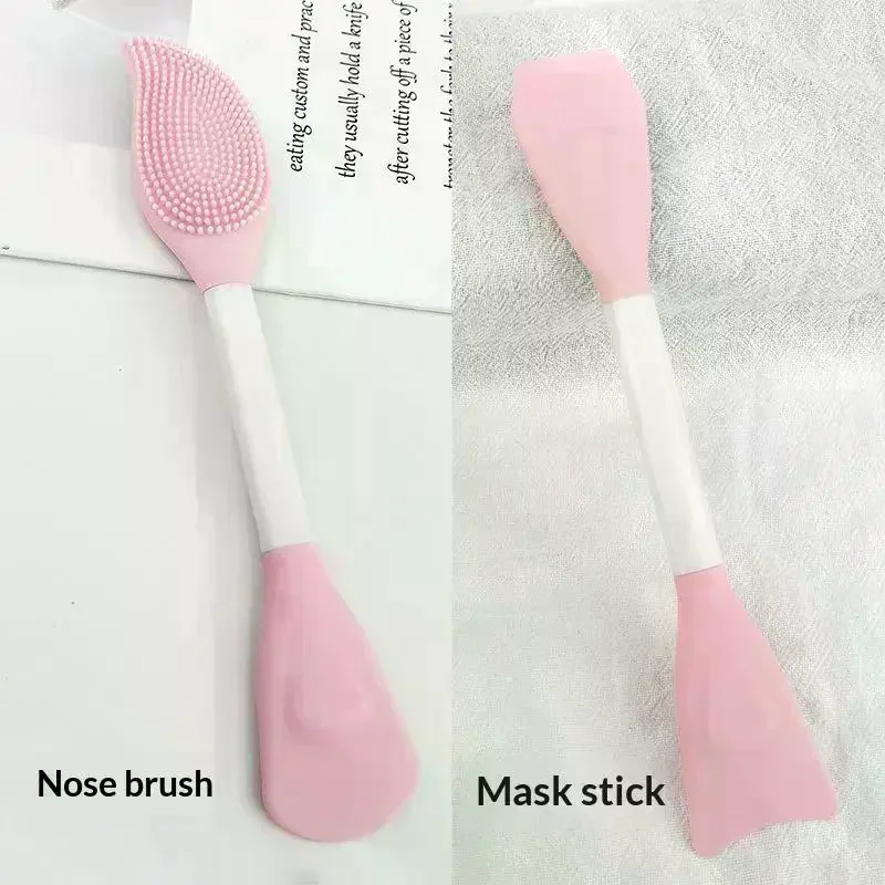 Double Head Facial Mask Brush Silicone Applicator Spoon Spatula Stirring Stick Women Skin Face Cleansing Care Home Makeup Tools