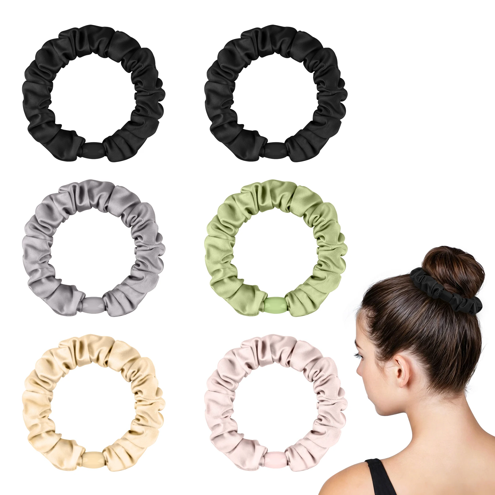 1-6pcs Satin Scrunchies Skinny Elestics Scrunchy Hair Ties Ponytail Holder Hair Bands No Crease Soft Accessories for Women