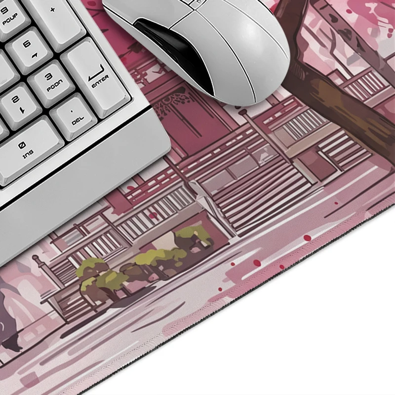 Mouse Pad Minimal Sakura Pagoda Landscape Gaming printon demand Home Mousepad XXL Soft Carpet Office Table Mat
