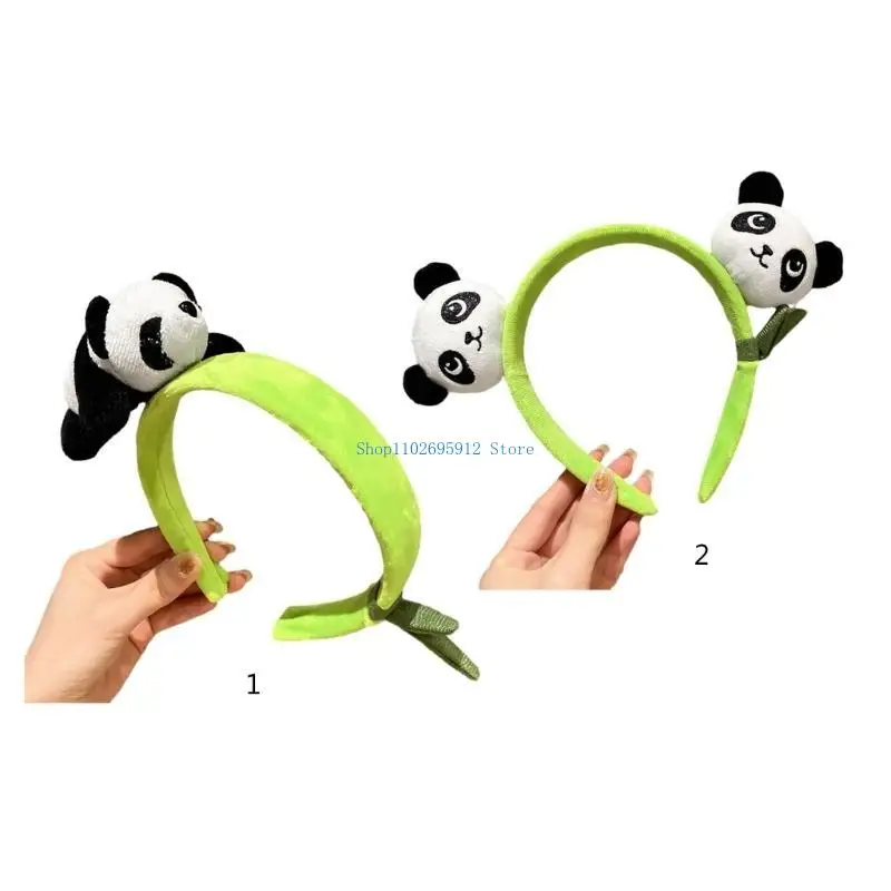 

N7YE Adult Kids Cartoon Stuffed Panda Headband Woman SPA Hair Hoop Makeup Taking Photos Christmas Party Headpiece