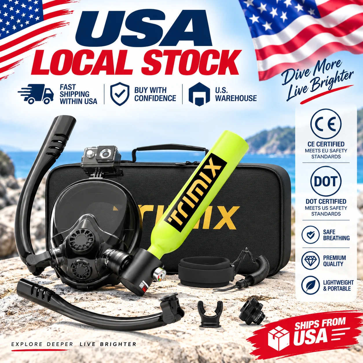 Diving Mask - TRIMIX US, Pengiriman 24 Jam, Tabung