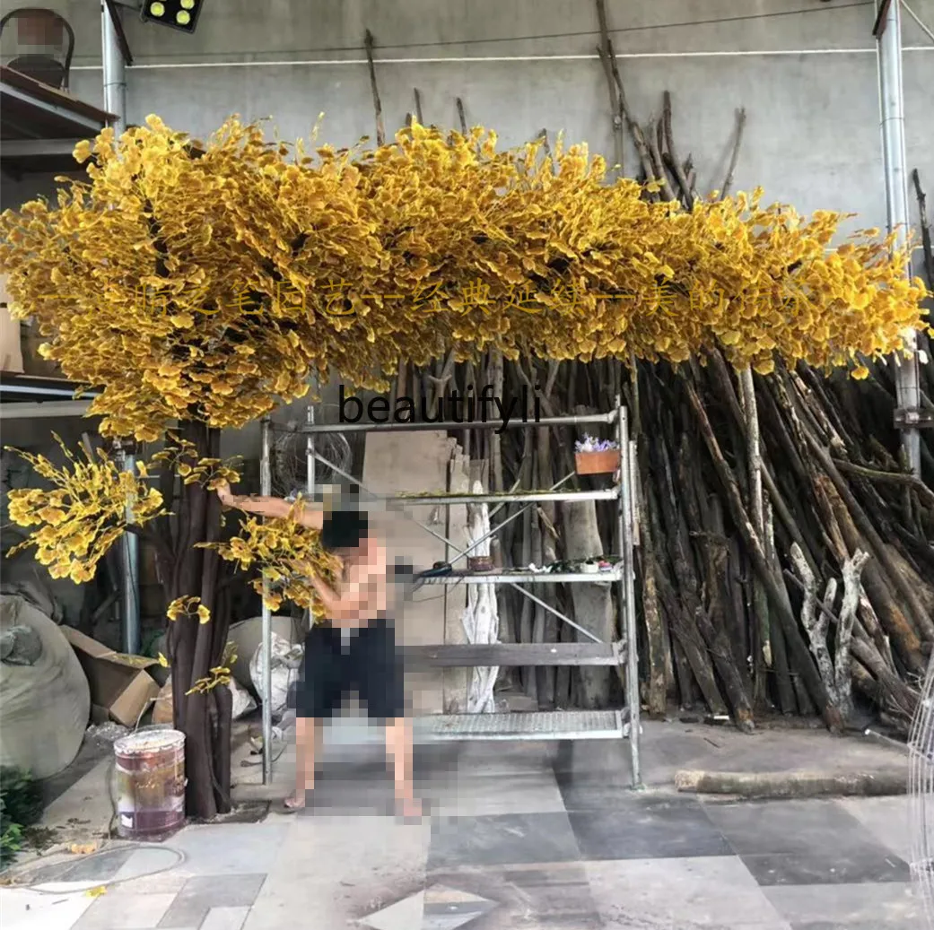 Simulation Ginkgo Yellow Plant Large Banyan Peach Tree Decoration Engineering Fake Trees