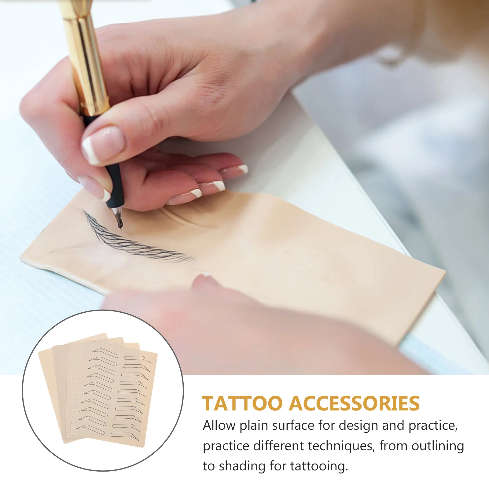 4 pezzi di pratica della pelle per il tatuaggio delle sopracciglia Strumenti per la pratica del tatuaggio Forniture flessibili e realistiche per il tocco della pelle