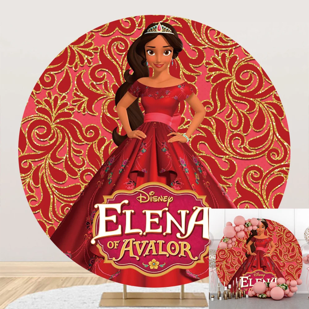 Princess Elena Round Circle Backdrop Backgrounds For Photographs Baby Shower Birthday Party Decoration Photozone Shooting Props