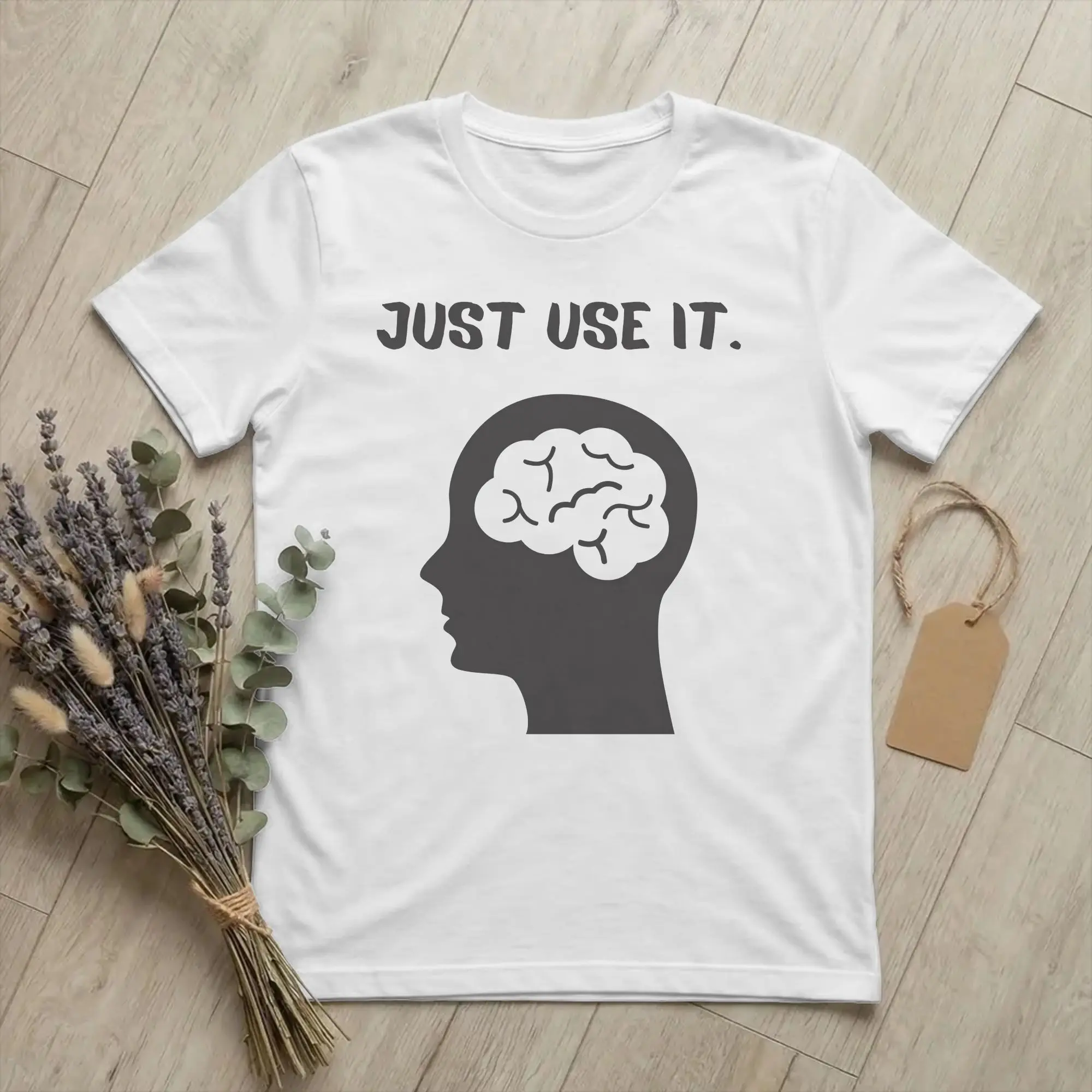 Brain Mind Just Use It Innovation  T-Shirt Men Cotton Tops Vintage  O-neck Short Sleeve