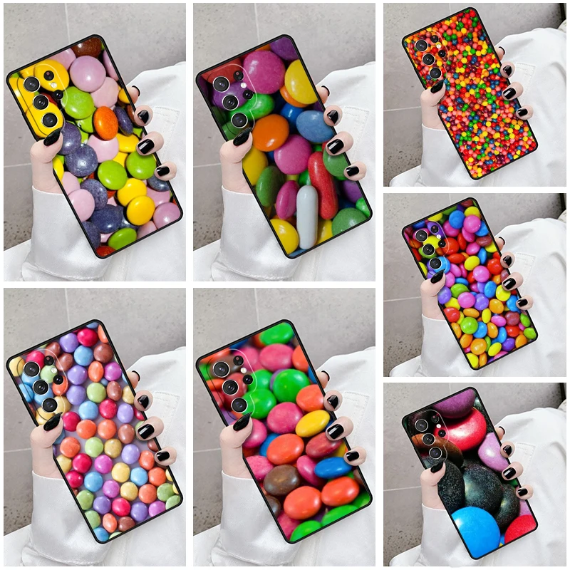 Funda de teléfono para Samsung Galaxy S24, S23, S21fe, S22 Ultra Plus, Note 10, 20, S8, S9, S10, Chocolate Smarties Candy