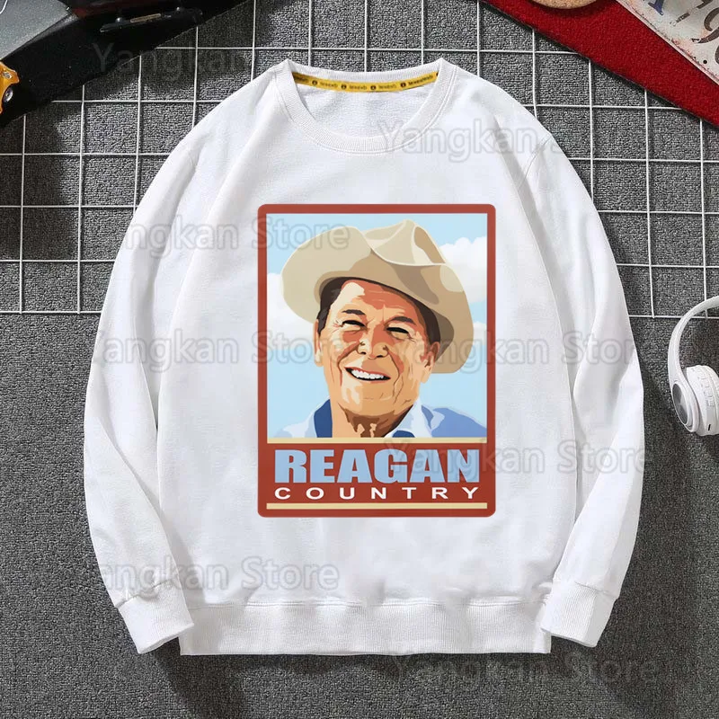 I Smell Hippies Ronald Reagan Sweatshirts Harajuku Streetwear Top Autumn Spring O Neck Pullover Hoody Mens