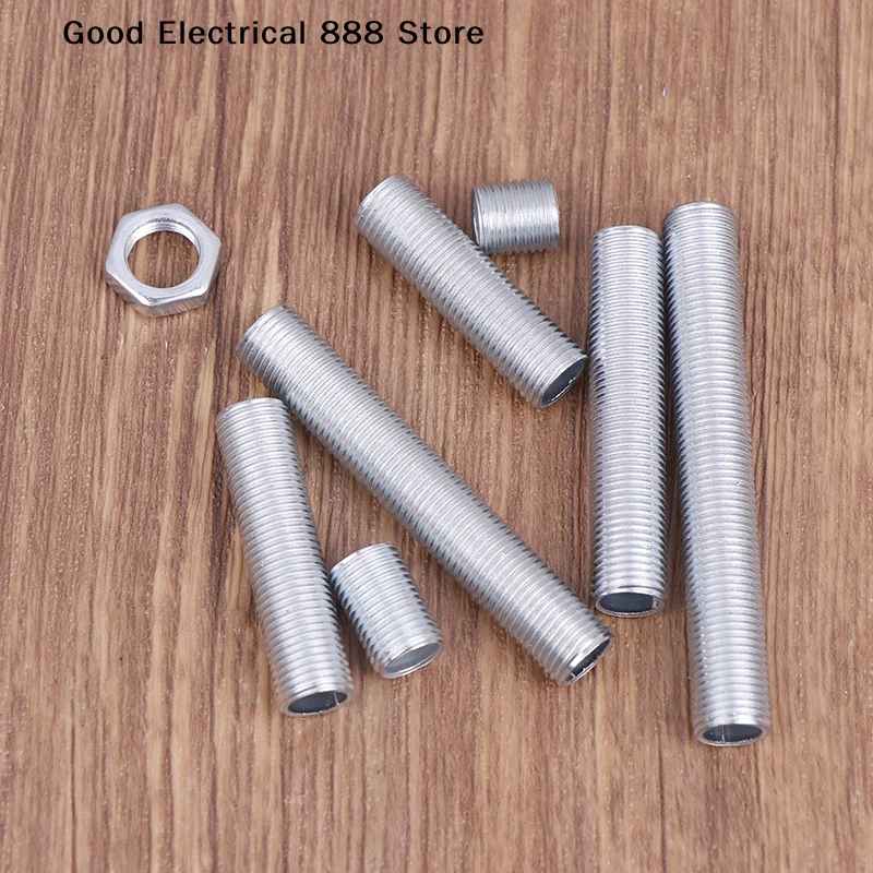 【GE】10 pieces M10 Female Metal Thread Tube Chrome Screw Pipe Both Ends With Inner Thread Extension Tube for Lighting Fixtures