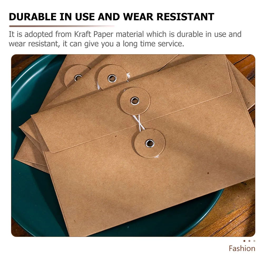 10Pcs Office Tie Storage Bag Simple Solid Color Kraft Paper Envelopes Small Portable Letter Holder Invitation Card Organizer