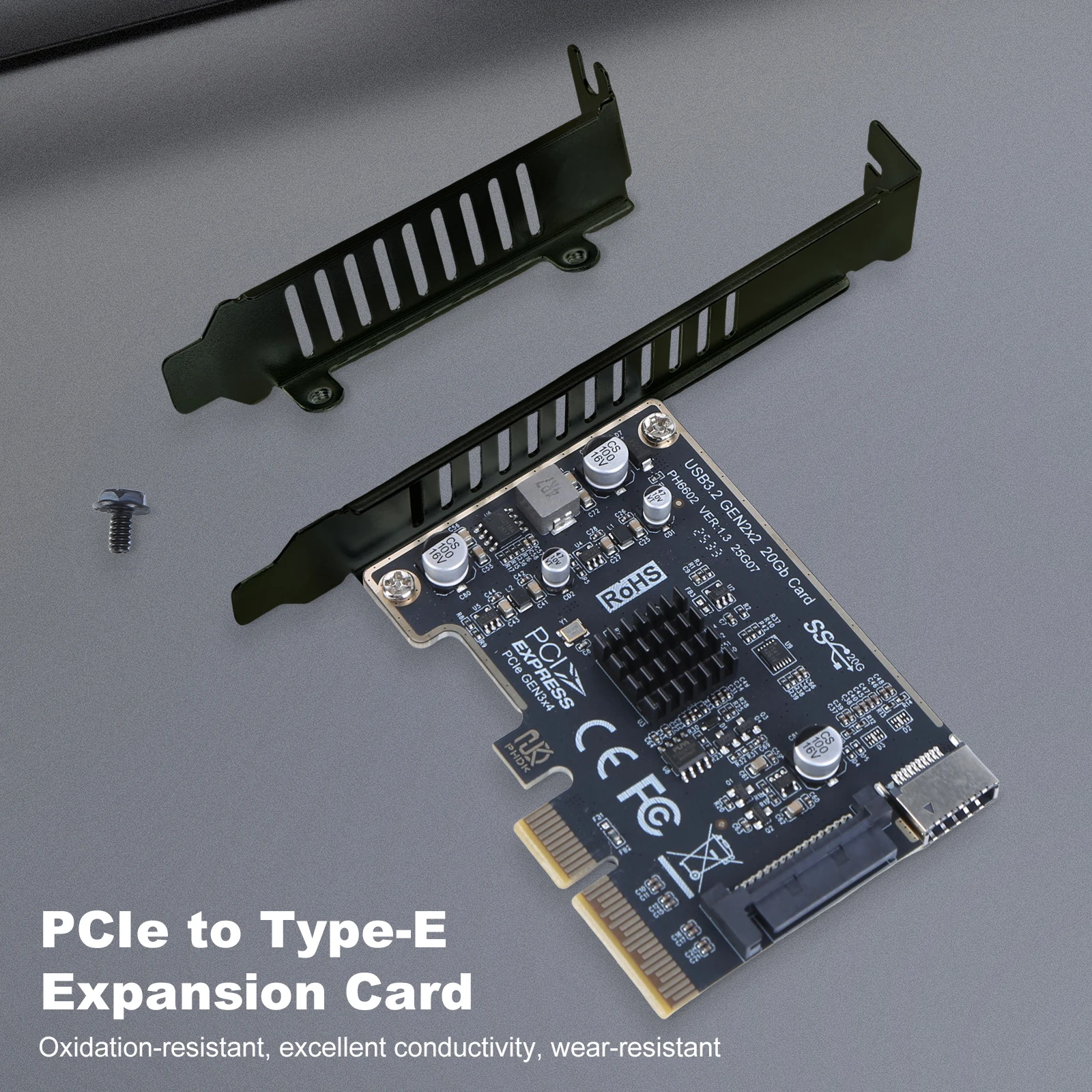 PCIE To Type-E Expansion Card PCI Express X4 To Type E ASM3242 Chip Front Panel Adapter USB 3.2 GEN2 20Gb Riser Board