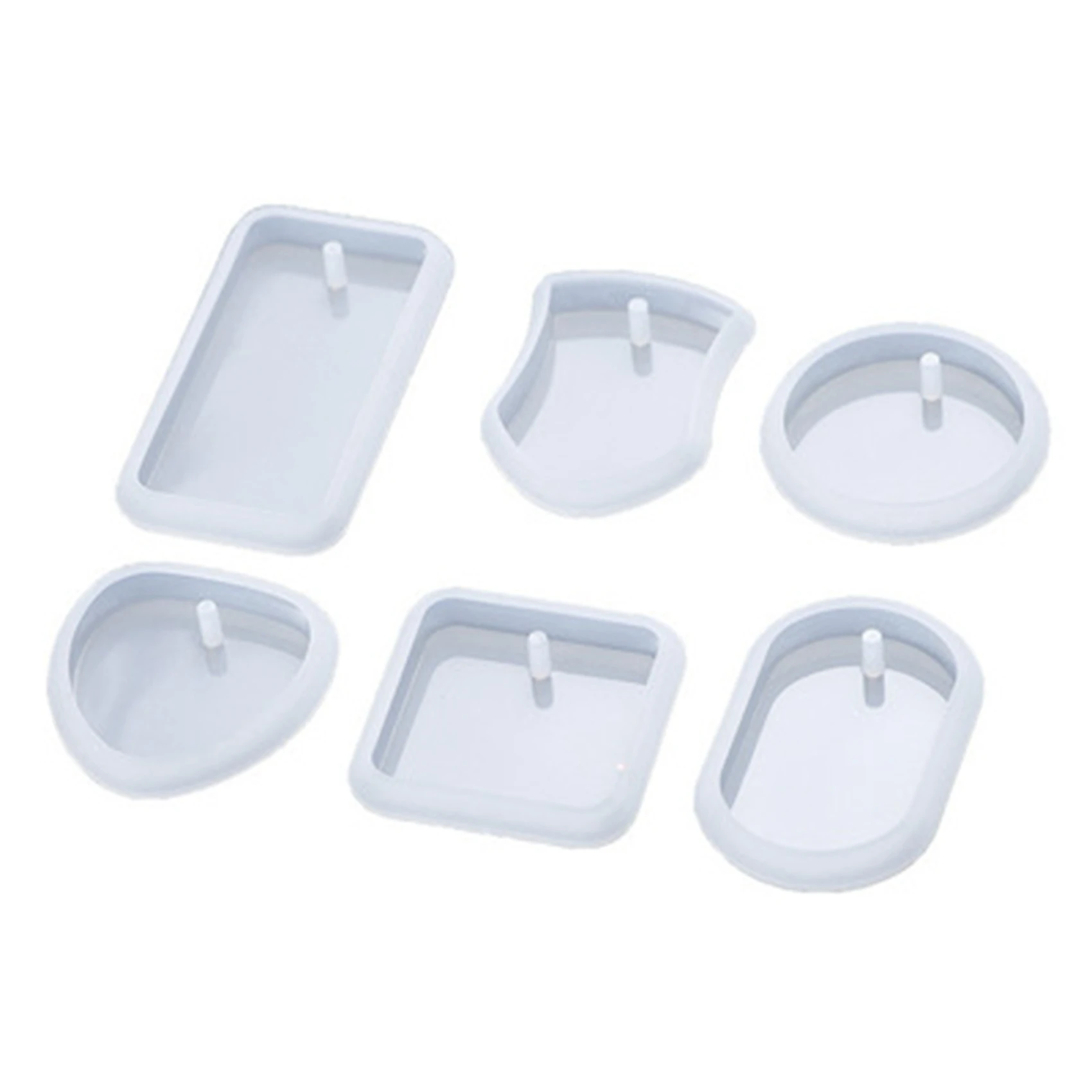 ABNQ DIY Keychain Pendant Silicone Mold Set Crystal Epoxy Mold Round Rectangle Pendant Jewelry Making Mold