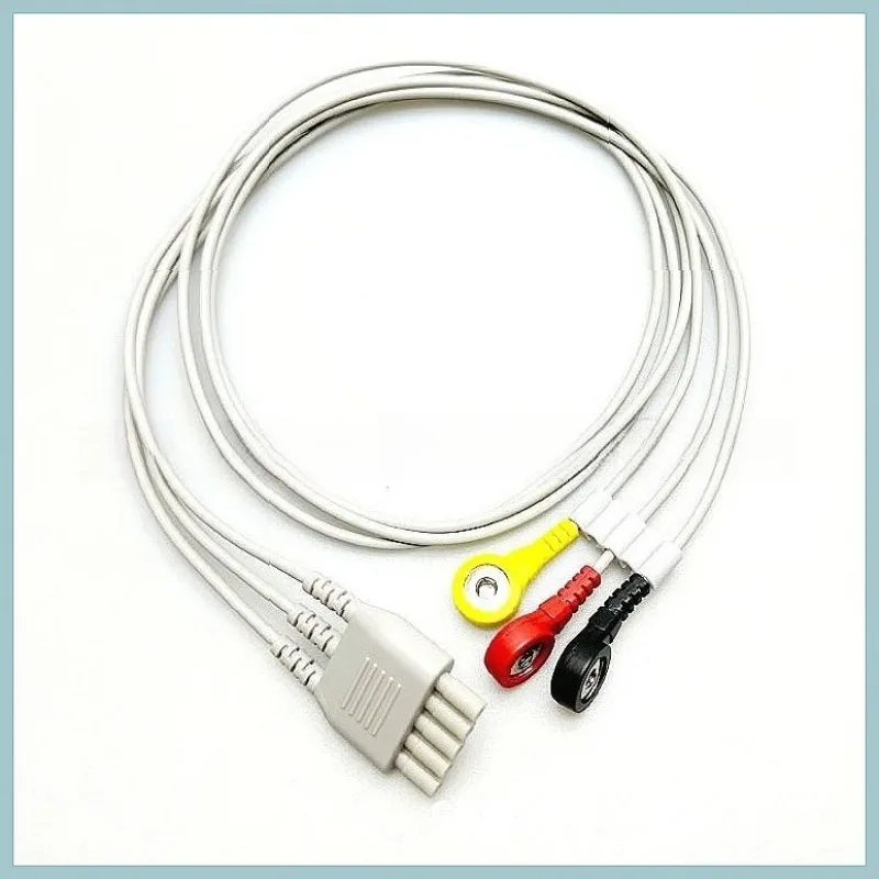 Compatible ECGs Telemetry 3-Lead Cable for Adult Clip-On Electrodes, European Standard