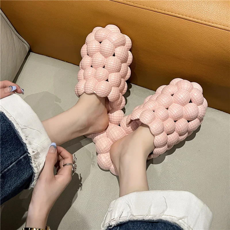 Women Summer Slippers Funny Bubbles Balls Soft EVA Couple Young Massage Slipper Female Home Street Shoes Ladies Fashion Slides