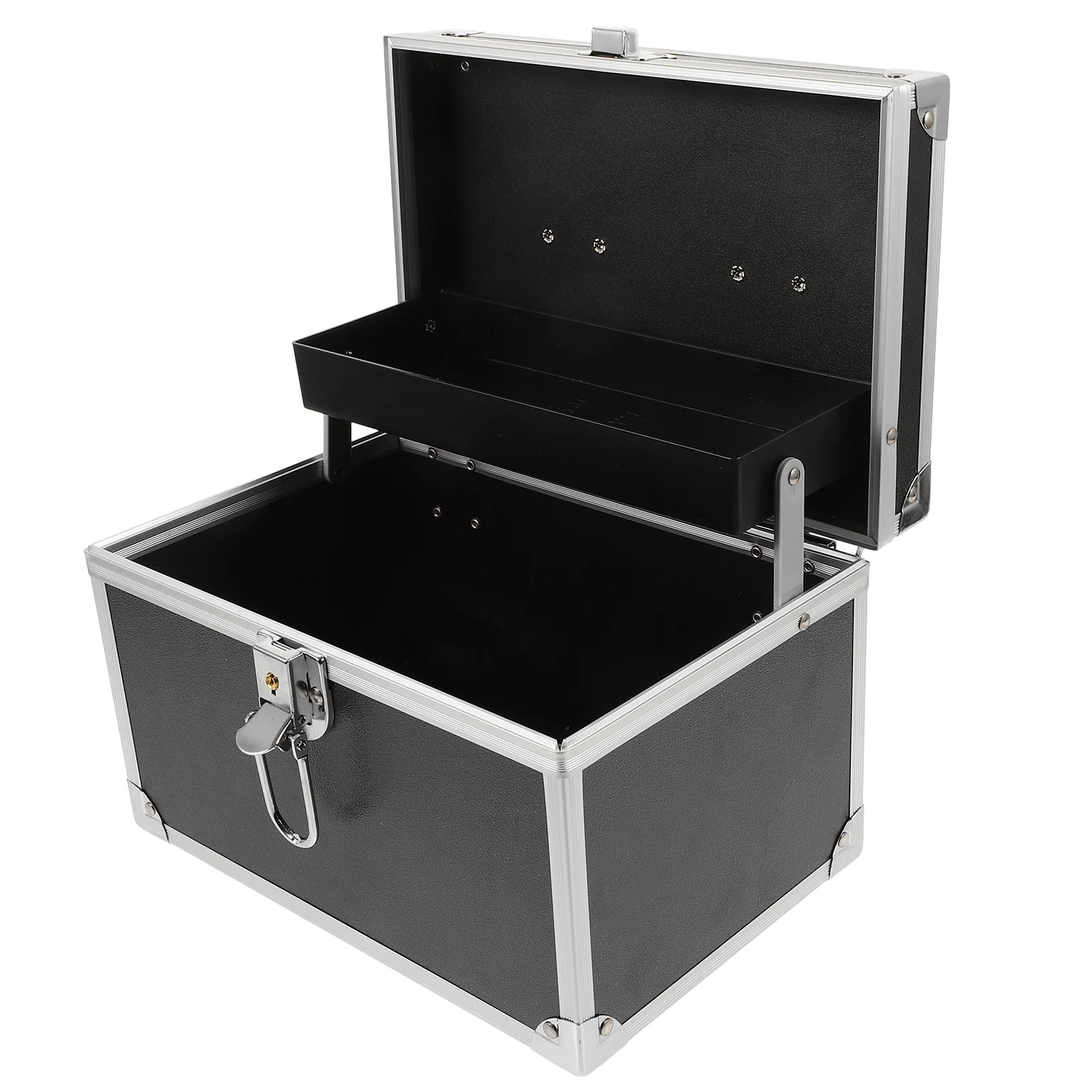 Cassetta degli attrezzi portatile in lega di alluminio Custodia da trasporto per contenitore di stoccaggio per organizer per attrezzi a strati di grande capacità per la casa