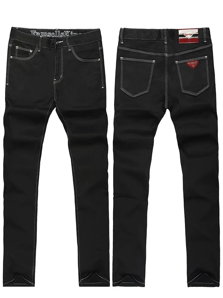 2026 New Arrival Mens Black Stretch Jeans, Luxury Slim Fit Tapered Leg, Casual Fashion Denim Trousers
