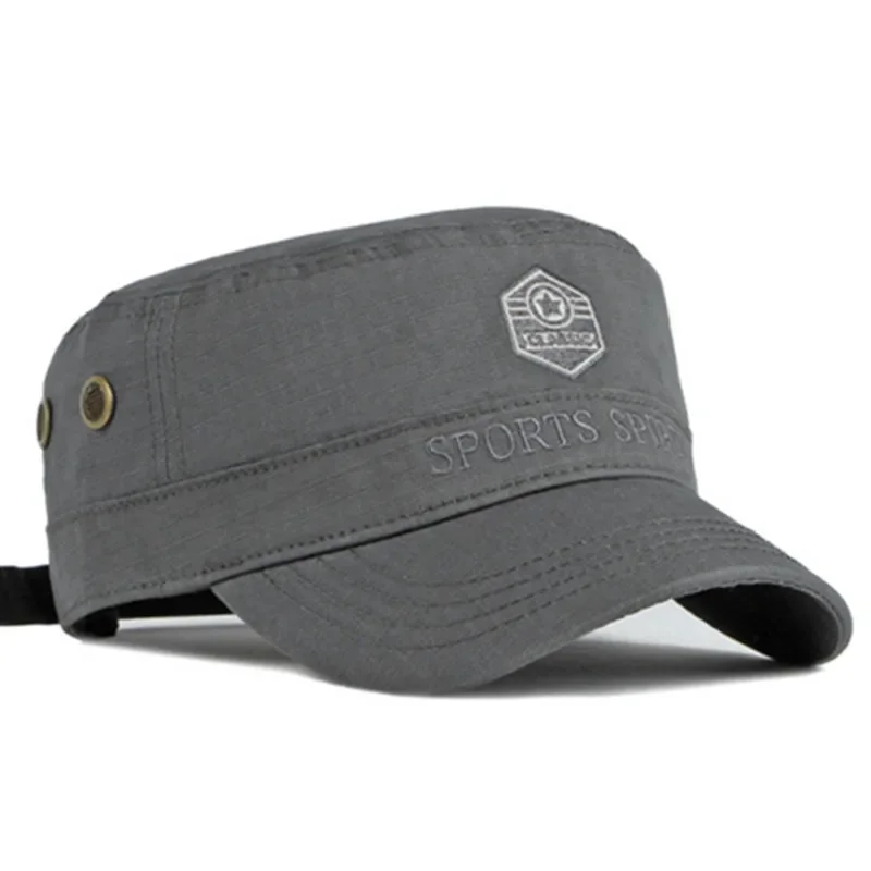 

New Spring Summer New Cotton Hat Men's Military Hats Embroidery Breathable Navy Caps Adjustable Size Men Flat Cap Snapback Cap
