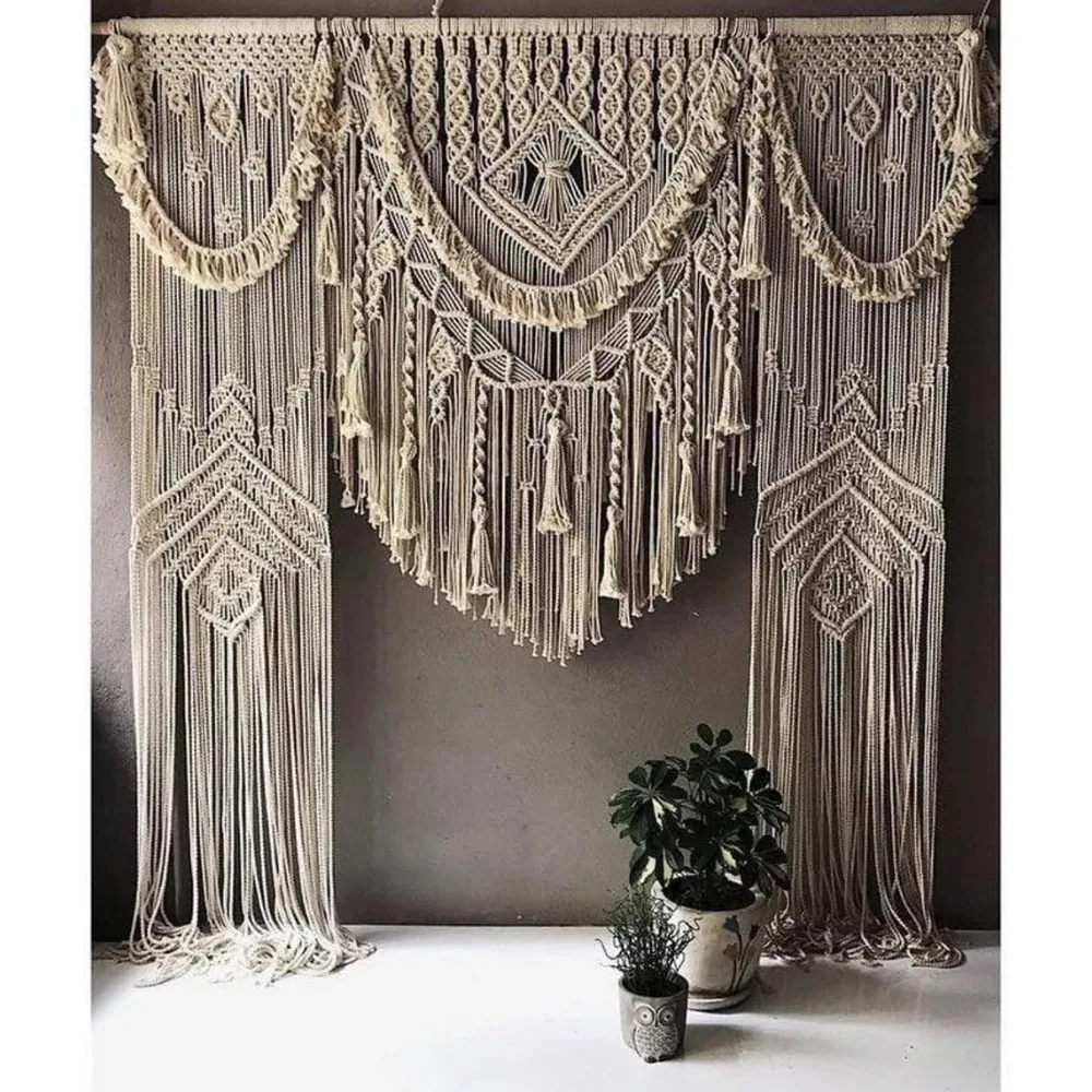 Tkany dekoracja ścienna wiszący łuk tło Macramé gobelin ścienny