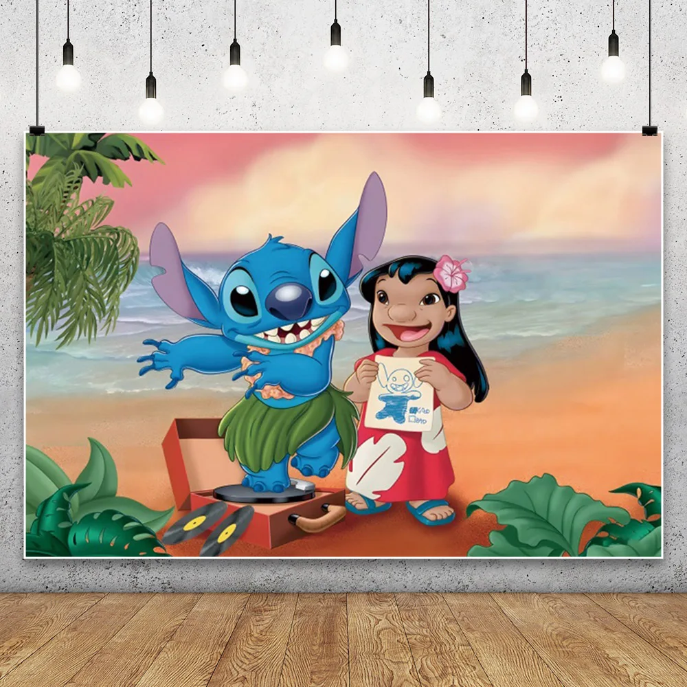 Lilo & Stitch Photo Background For Photography Backdrop Baby Shower Girl Birthday Party Props Kid's Party Supplies Poster Stage