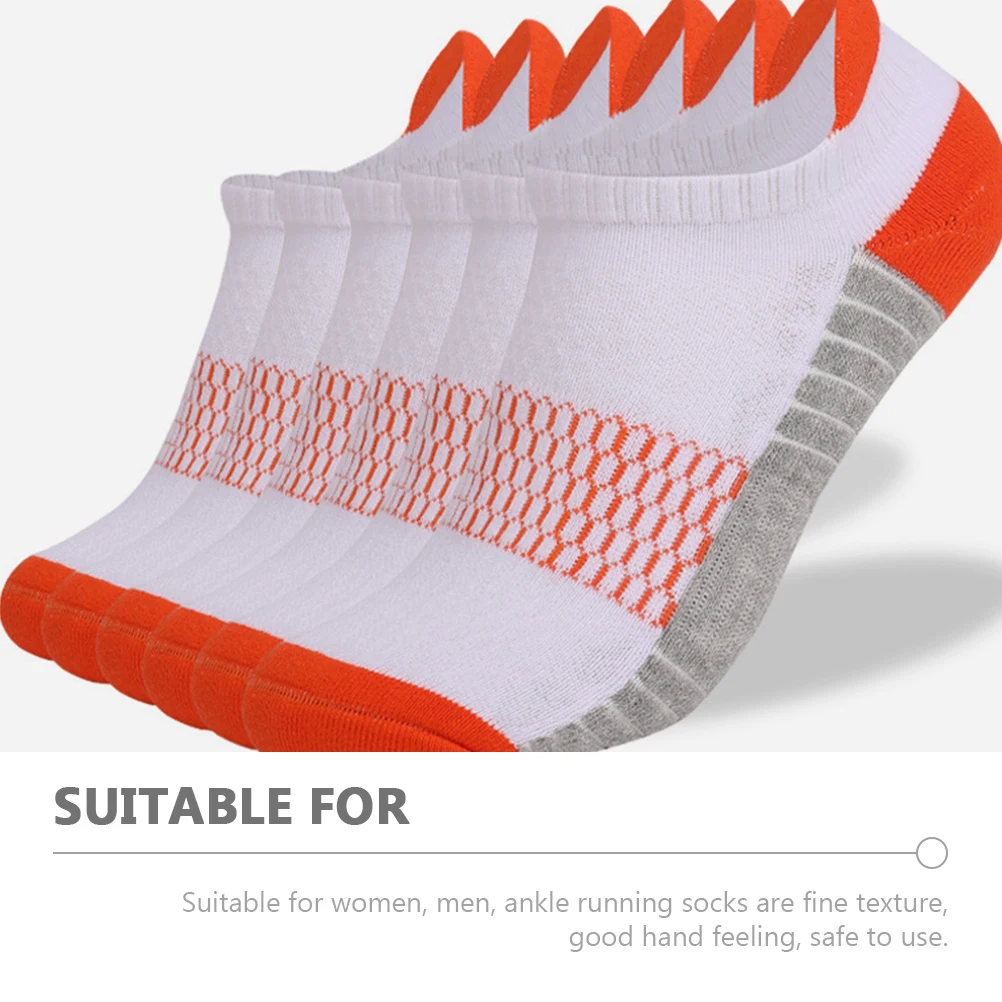 

6Pairs Cotton Cushioned Ankle Running Socks Breathable Thickened Bottom Non-Slip Short Socks for Men Women Athletic