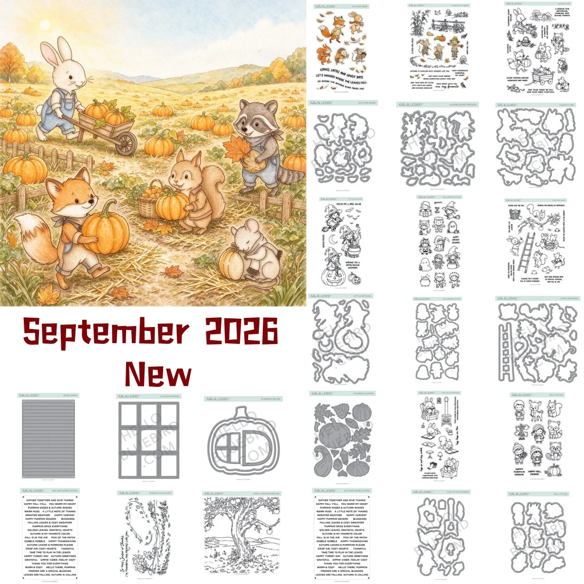 2026 Autumn Halloween Pumpkin Mouse Leaves Metal Cutting Dies Clear Stamps For DIY Scrapbook Embossed Paper Template September
