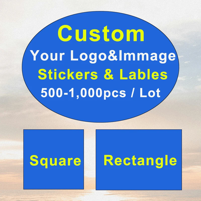 500pcs Custom Stickers Personal Design Square Round Logo Stickers for Wedding Baptism Company Gift Packaging Waterproof Labels