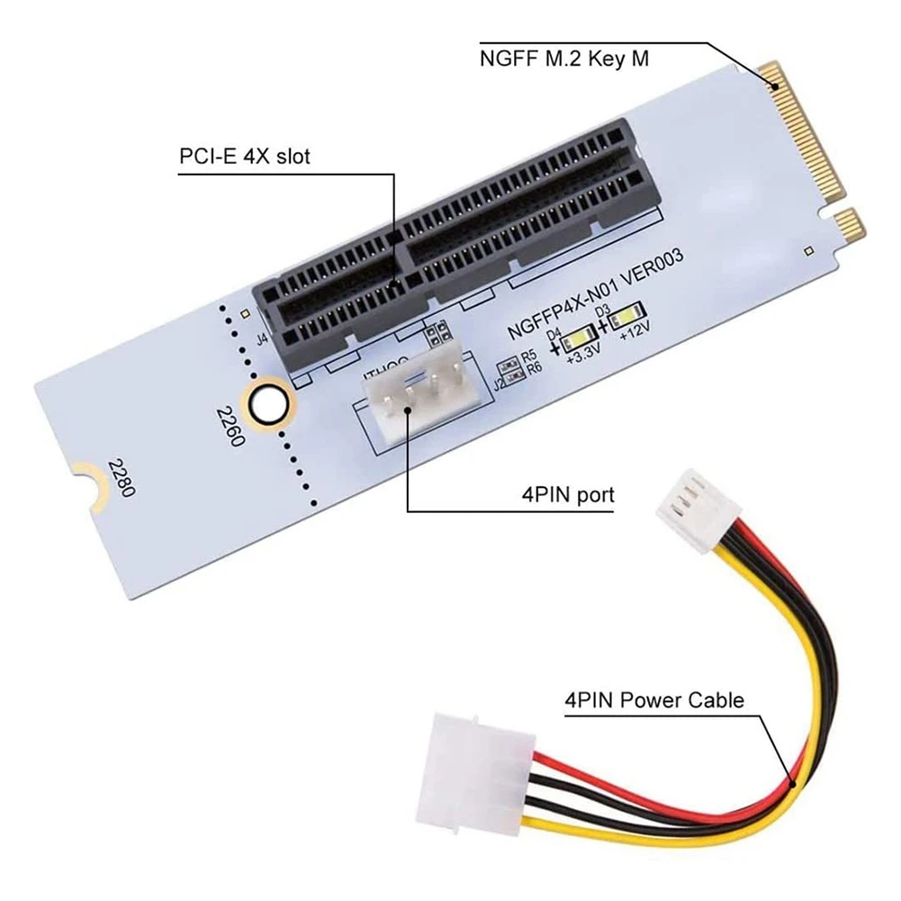 COTS-tPCIe 1 to 4 PCI Express 16X Slots Riser Card Combo for Bitcoin Mining Miner BTC