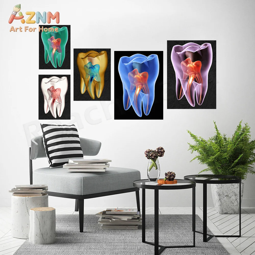 Teeth X-ray, Dental Art, Dentist Art, Dental Clinic Decoration Canvas Wall Art Poster Gift, Anatomy Oral Art Print
