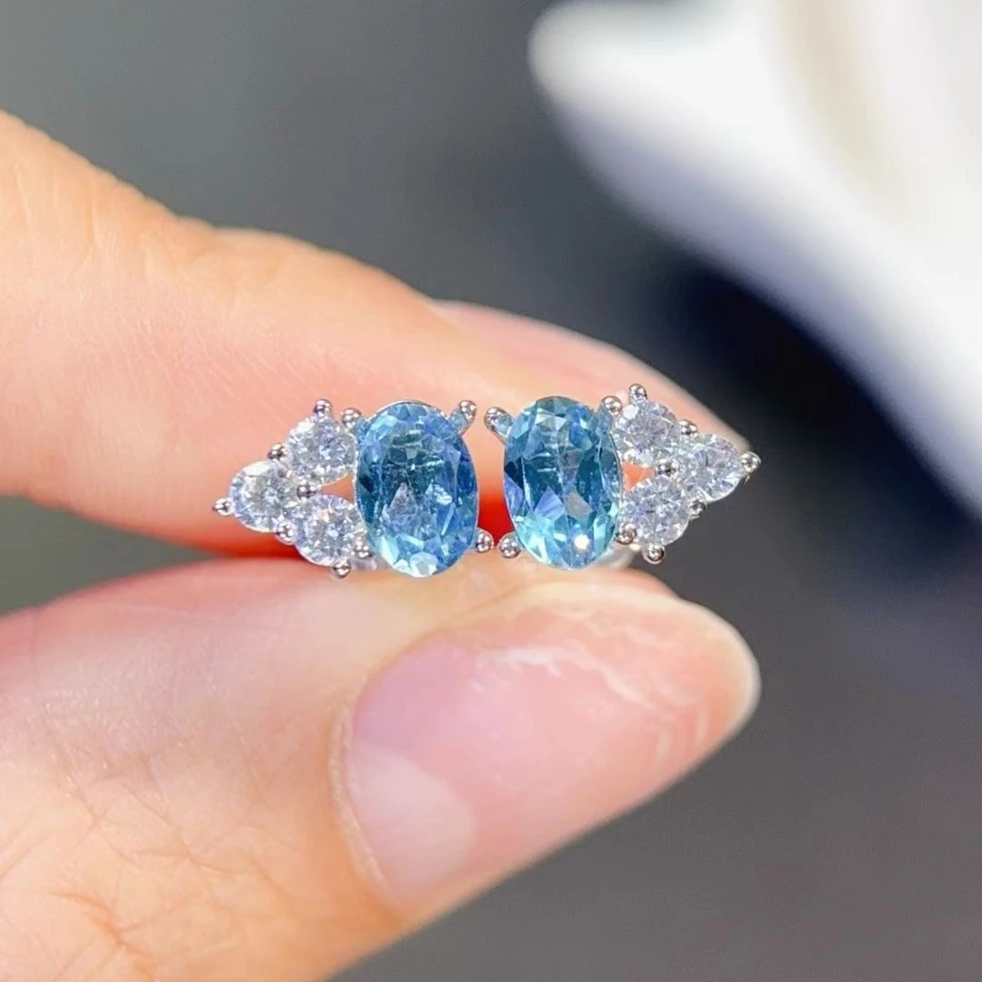 

Натуральные серебряные серьги с топазом 925 пробы, гипоаллергенные, изысканная работа, ювелирные изделия с сертификатом