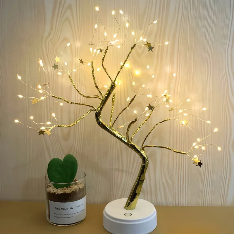 

New Table Tree Color Light USB/Battery Powered, Touch Switch LED Bonsai Tree Table Light Starry Sky Night Light Decoration