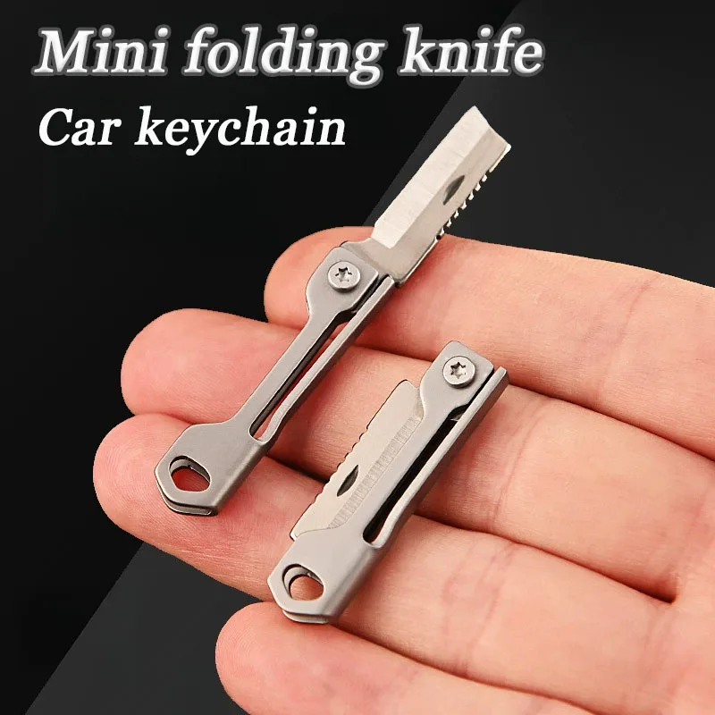 Mini keychain, stainless steel folding claw knife, outdoor survival portable knife keychain, pocket knife, car keychain