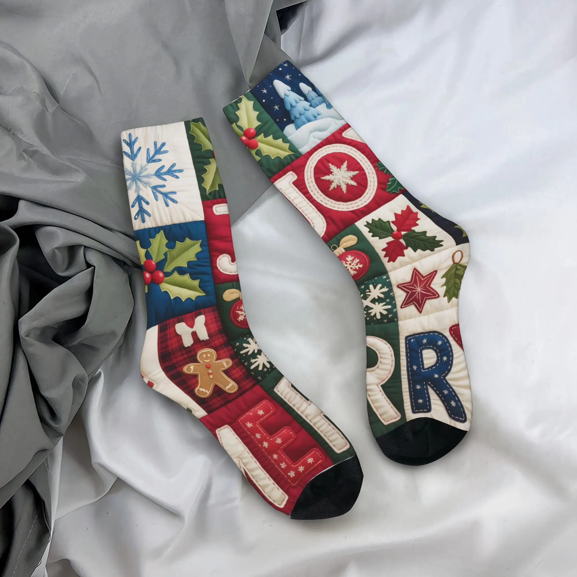 عيد ميلاد سعيد الجوارب الرجالية النسائية البوليستر موضة الجوارب Harajuku الربيع الصيف الخريف الشتاء الأوسط جوارب أنبوبية هدية