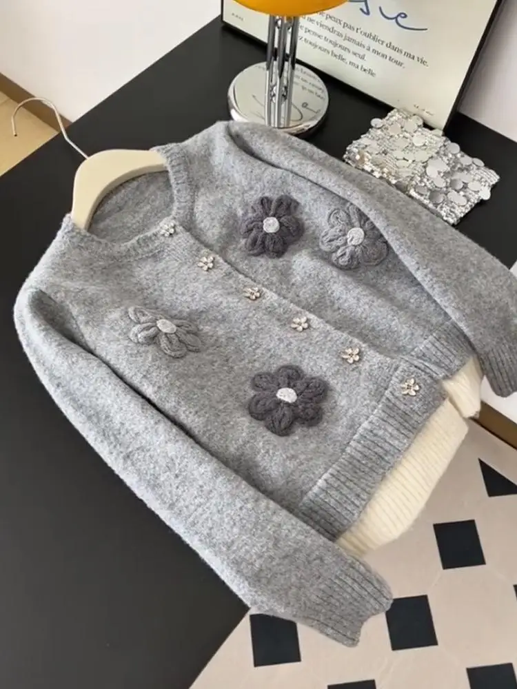 

Вязаный ор Кардиган ручной работы, женский мягкий свитер с пухлыми глазами, осень-зима, смесь волокна, длинный све, круглый Ne