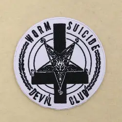 2PC satanizm znak głowa owcy Pentagram zło haft żelazo na łacie DIY religijne ubrania plakietka na plecak kapelusz akcesoria dekoracyjne