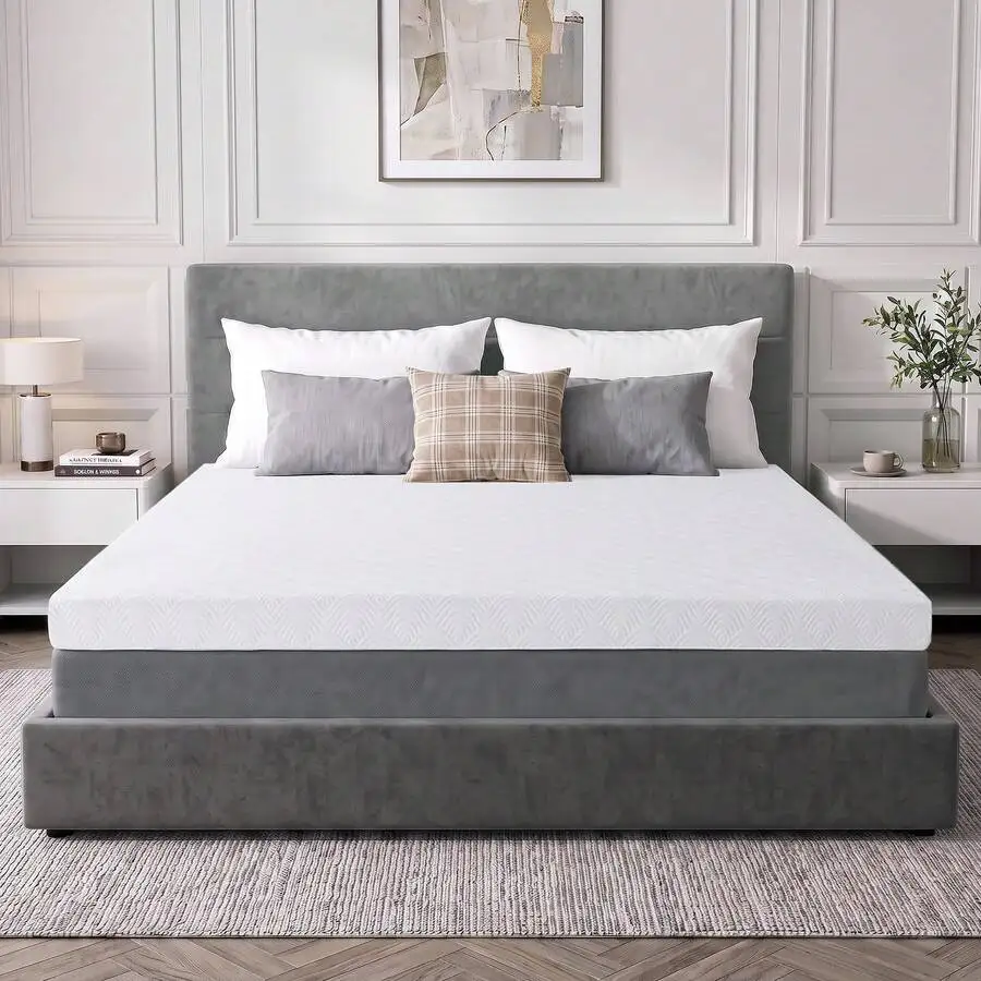 3 Inch Queen Size Gel Memory Foam Mattress, Ventilated High Density Mattress With Wave Soft Cover, Removable Washable Cover And