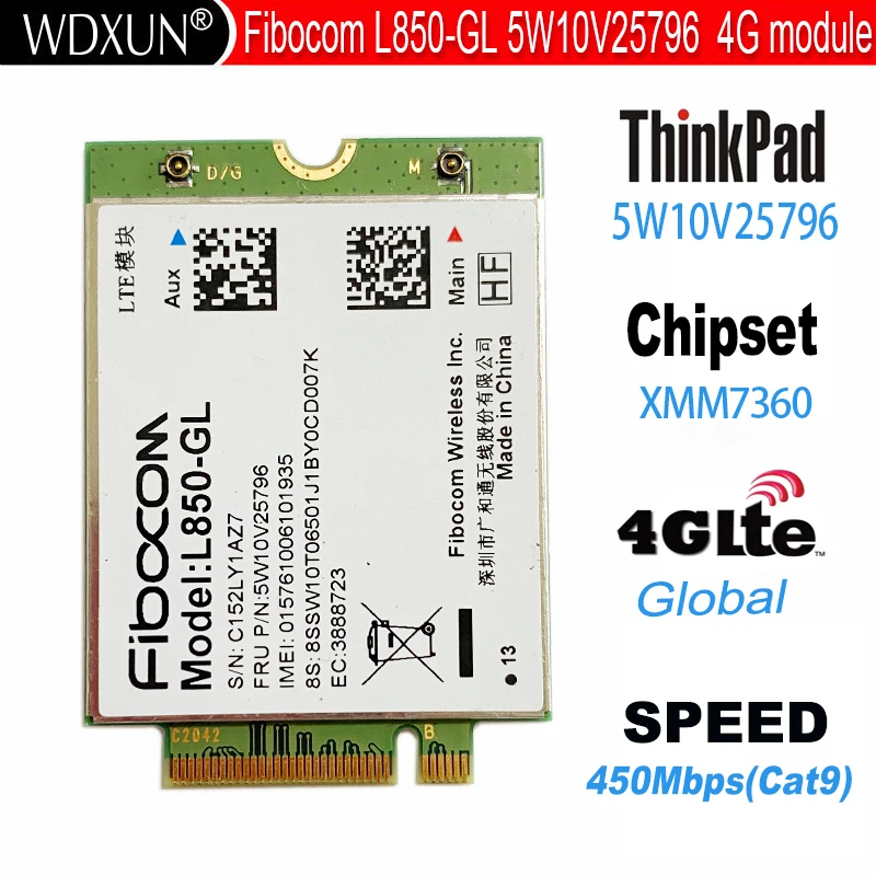 4G LTE Wireless Module Fibocom L850-GL  FRU 01AX792 M.2 WWAN Card For ThinkPad X1 Carbon Gen6 X280 T580 T480s L480 X1 Yoga Gen 3