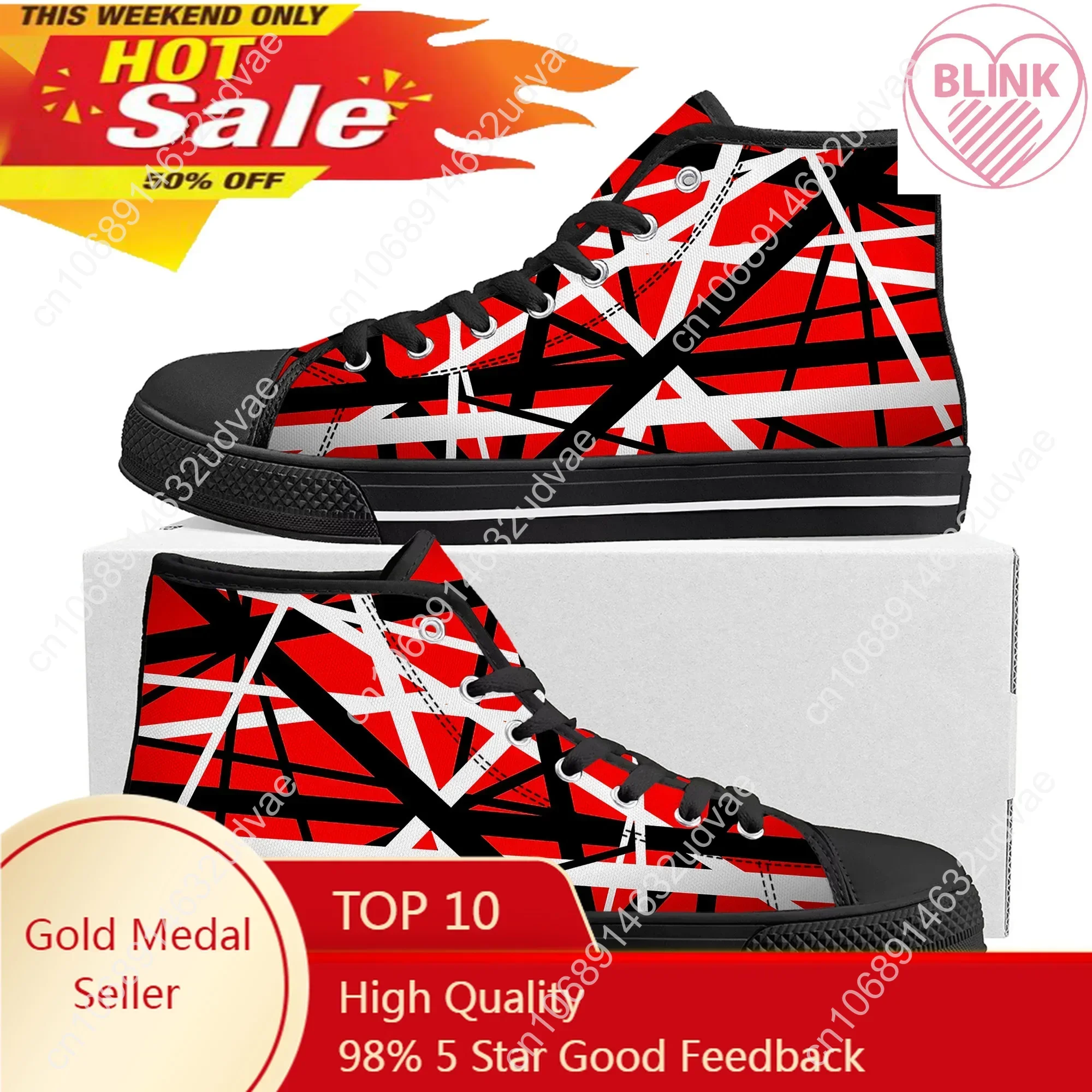 

Van Evh 1984 Stripes Halen High Top Sneakers Men Women Teenager High Quality Canvas Sneaker 5150 Casual Couple Shoes