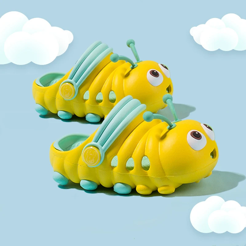 

Mo Dou New Summer Shoes for Kids Cute Slippers Lovely Children Baby Slides Cartoon Caterpillar EVA Soft Beach Non Slip Flat