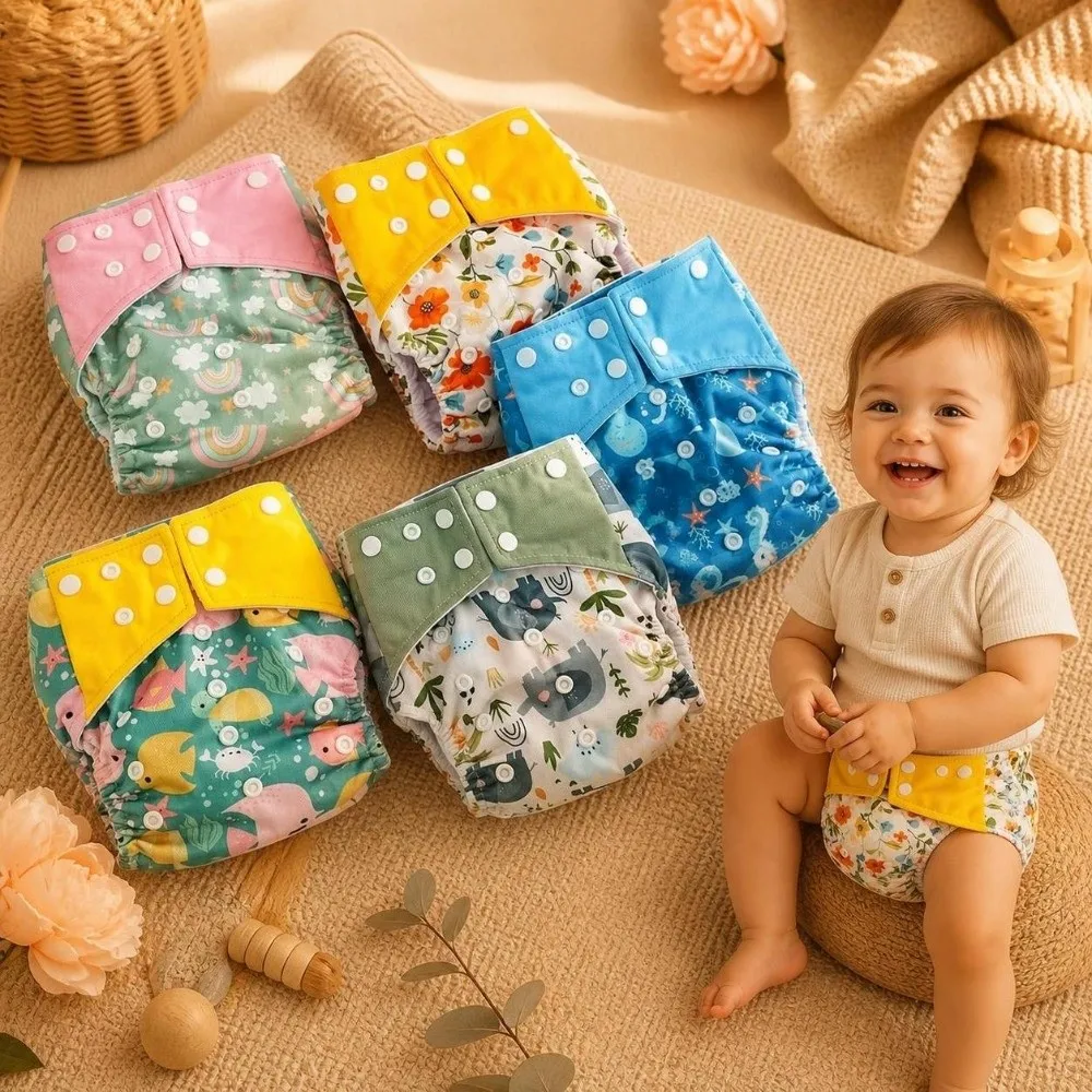 Happy Pocket Cloth Diapers Anti-leakage Reusable Cloth Nappies Fit 3-15kg Washable Charcoal Diapers All Seasons