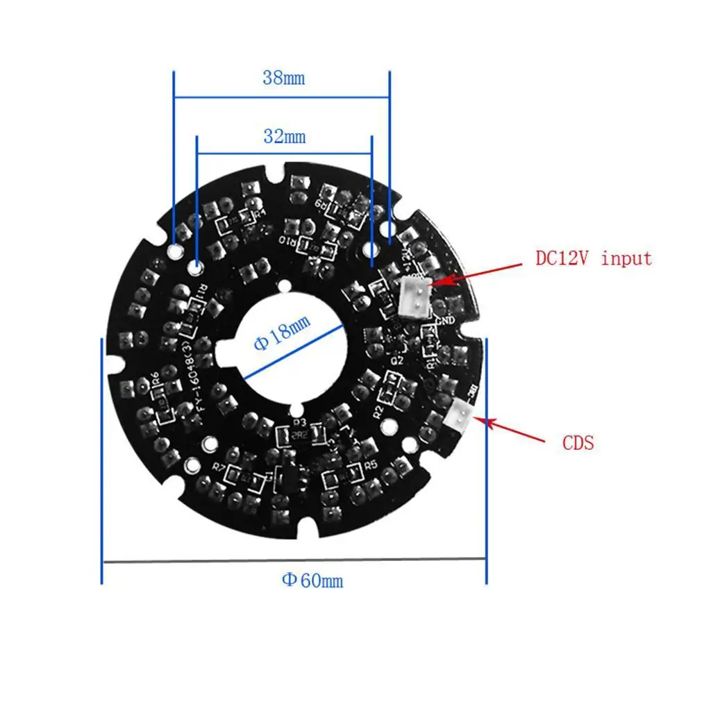 Infrared IR LED Illuminator Lamp Board 48pcs 850nm Module Round Plate for CCTV Security Camera
