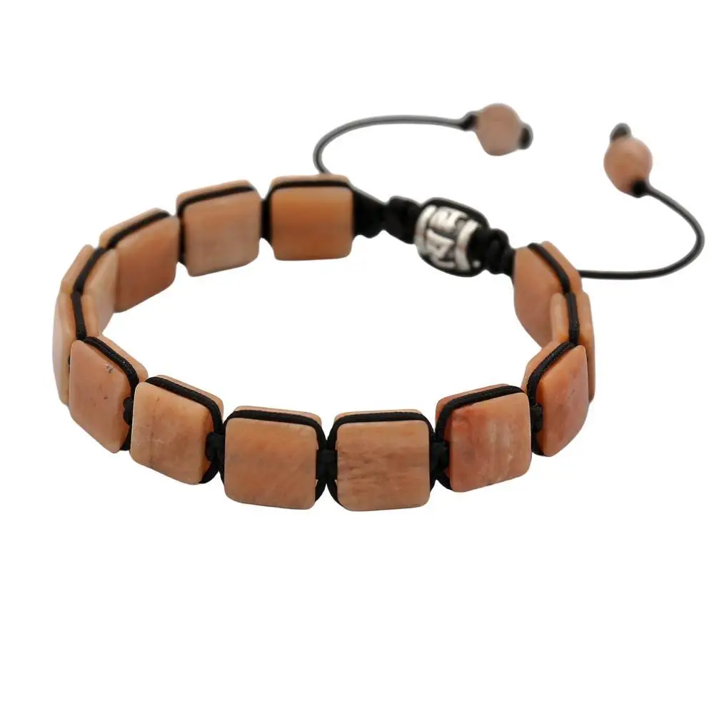 10MM Square Sunstone Beads Handmade Braided Bracelet Women Men Bohemia Friendship Charm Bracelet Bangle Fashion Jewelry