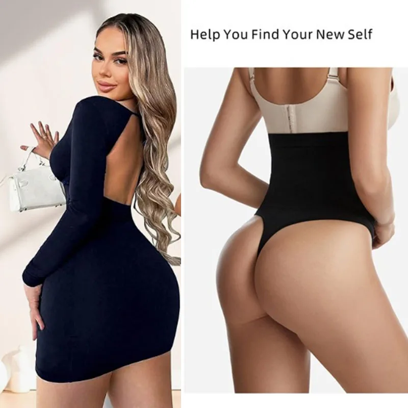 GUUDIA Thong Shapewear for Women Tummy Control High Waist Body Shaper Underwear Girdle Panty Seamless Shapewear 3 Rows Hooks