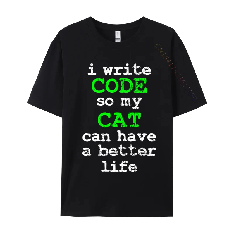 

Code Coding Programmer Computer Science Cat Vintage Design Cotton Tops Shirts for Men Custom Top T-shirts Birthday Fashionable