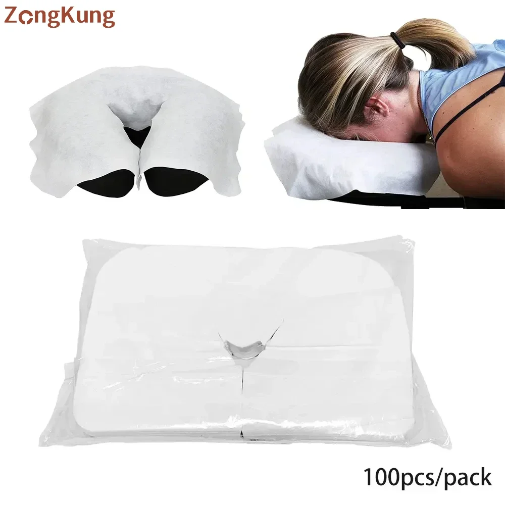 100/200 Pcs Disposable  Heart Pillow Cushion Spa Massage Table Sheets Headrest Pads Pillow Hole Cover for Beauty Salon Massage