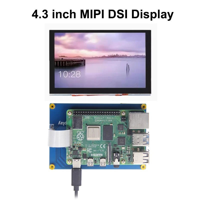 4.3 Inch IPS MIPI DSI Display 800x480 Capacitive Touch Screen TFT Monitor for Raspberry Pi 4B Support Raspbian/Ubuntu/Kali/Win10