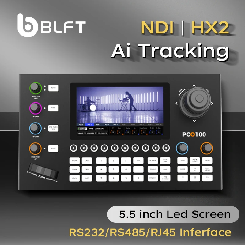 4D Joystick Keyboard NDI POE PTZ Controller 5'' LCD Screen Real-time Preview PTZ Camera Joystick Controller Control 255 Presets