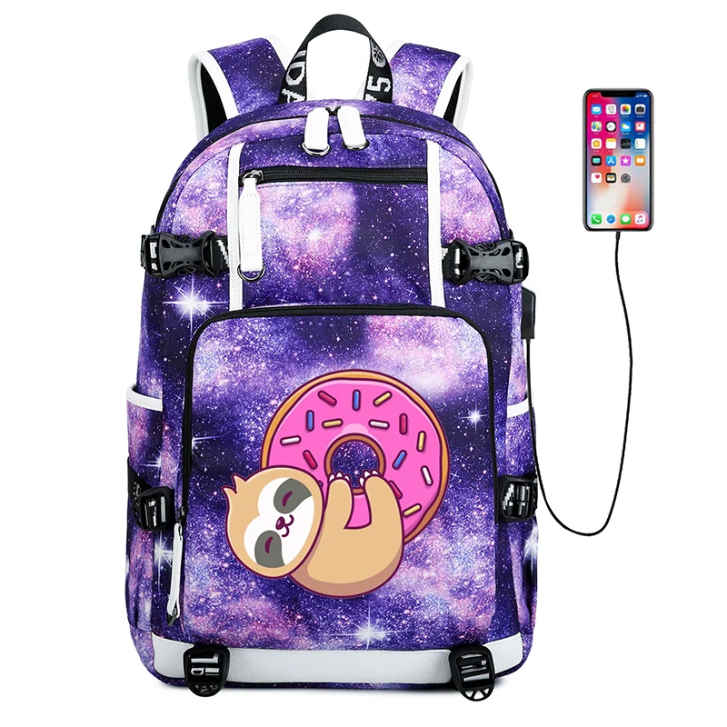 

15.6 Inch Student Backpack Boys Girls Backpack Donut Sloth Anime Cute Unisex Travel Bag Backpacks Schoolbag for Teenage Mochila
