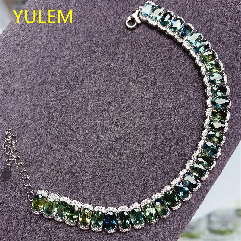 Natural Blue Sapphire Bracelet Elegant S925 Sterling Silver Luxury Gift Designed for The Modern  Woman